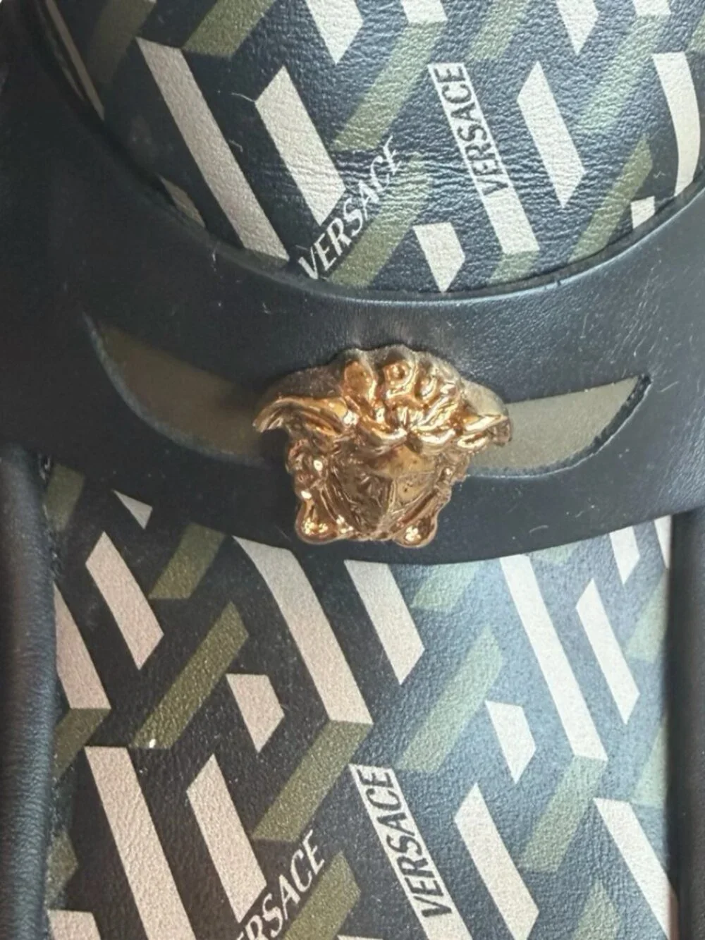Versace La Greca Print Platforms Loafers Juno Gold Medusa Logo Designer Size 40